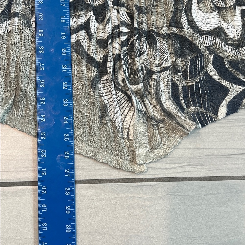 Chico's Taupe and Blue Embellished Open Cardigan with Cutout Pattern -Size 1 - Picture 9 of 13